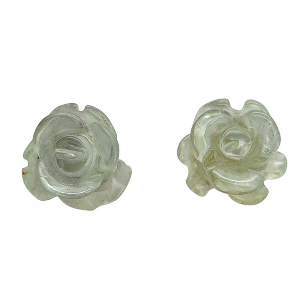 Prehnite Sterling Silver Rose Stud Earrings