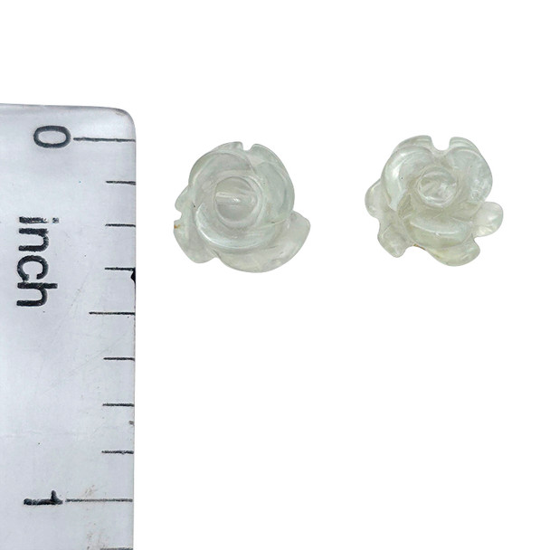Prehnite Sterling Silver Rose Stud Earrings