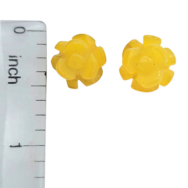 Yellow Agate Sterling Silver Rose Stud Earrings