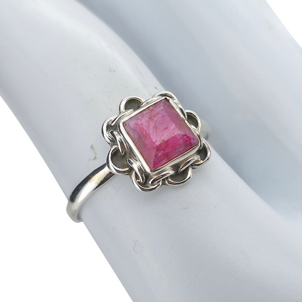 Faceted Composite Ruby Sterling Silver Ring