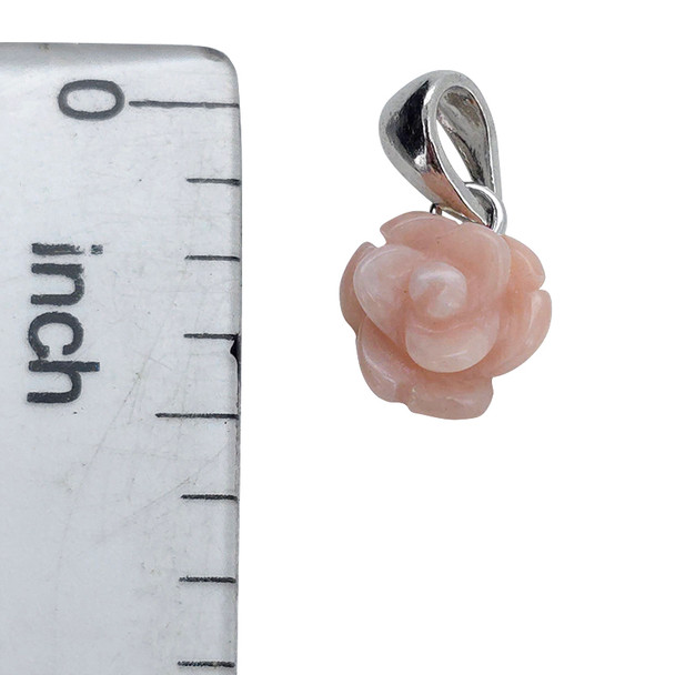 Pink Opal Sterling Silver Rose Pendant