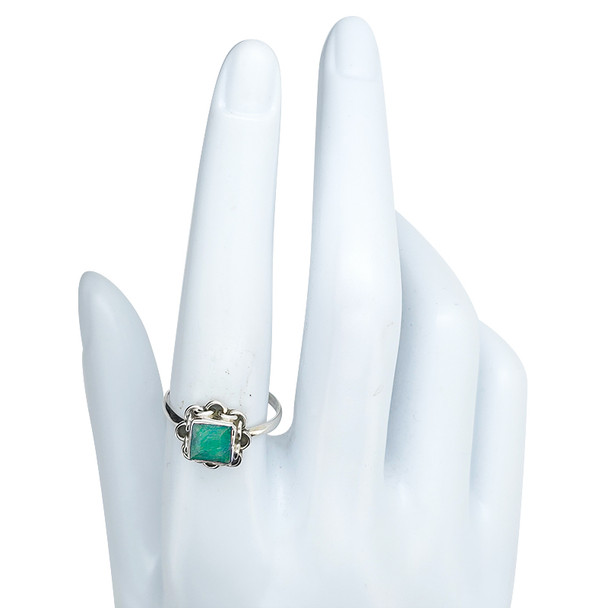 Faceted Composite Emerald Sterling Silver Ring