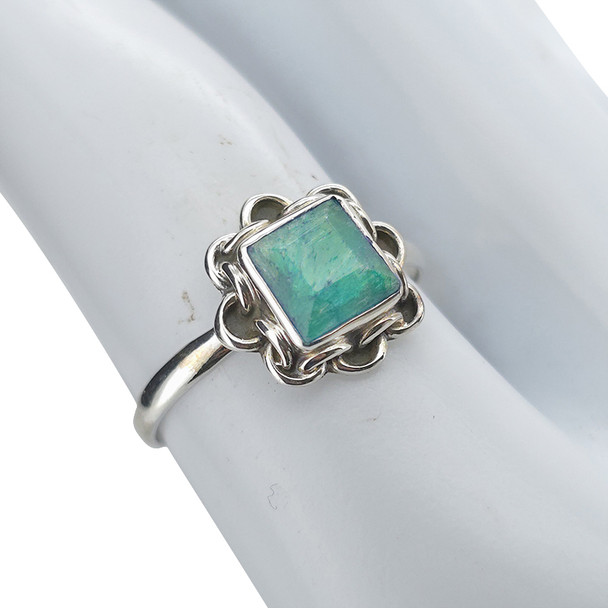Faceted Composite Emerald Sterling Silver Ring