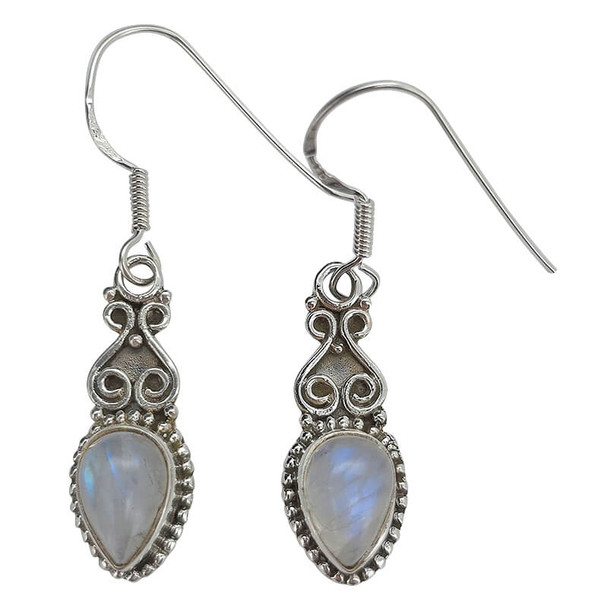 Moonstone Sterling Silver Earrings On Hooks