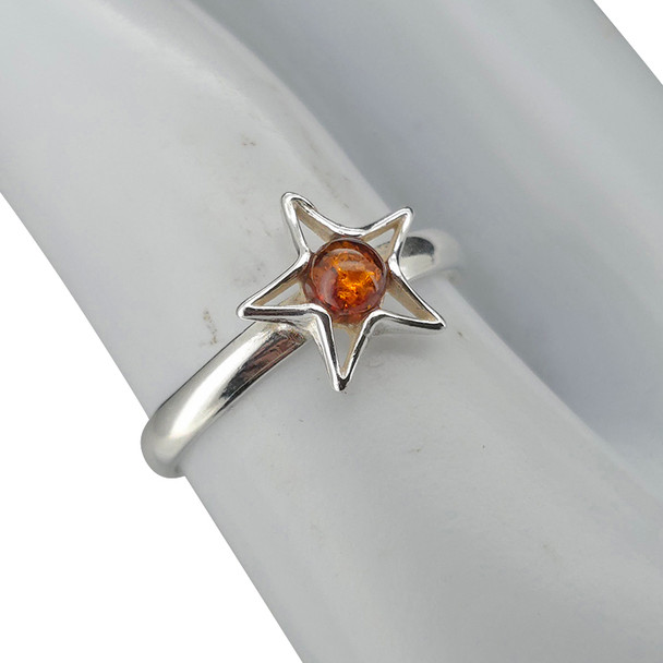 Amber Sterling Silver Star Ring