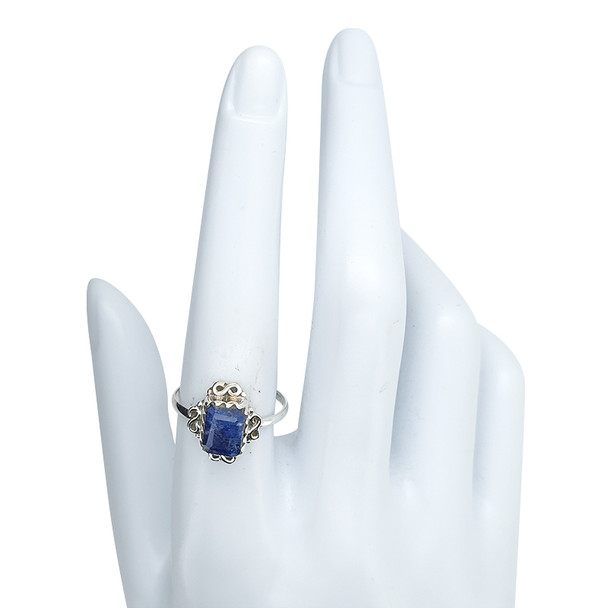 Faceted Composite Sapphire Sterling Silver Ring