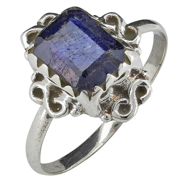 Faceted Composite Sapphire Sterling Silver Ring