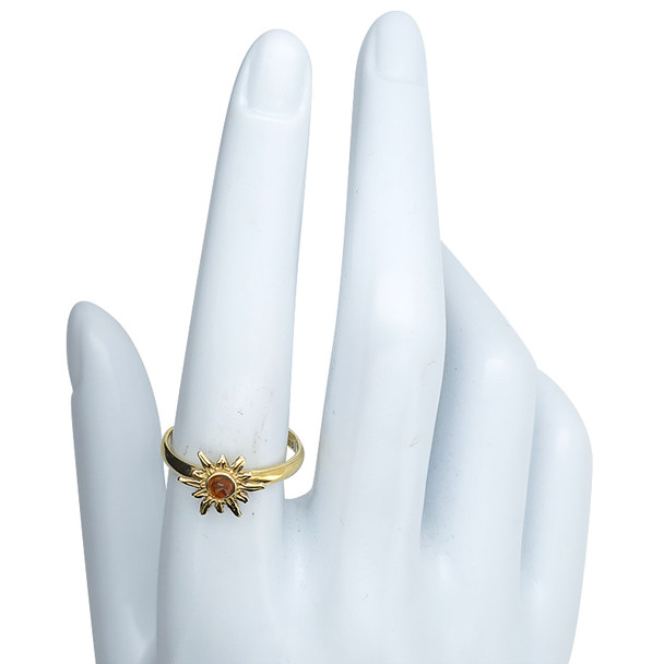 Amber 14K Gold Plated Sterling Silver Sun Ring
