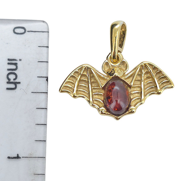 Amber 14K Gold Plated Sterling Silver Bat Pendant