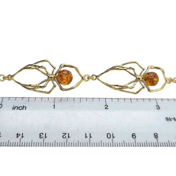 Amber 14K Gold-Plated Sterling Silver Spider Link Bracelet