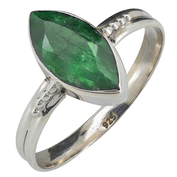 Composite Faceted Emerald Sterling Silver Ring