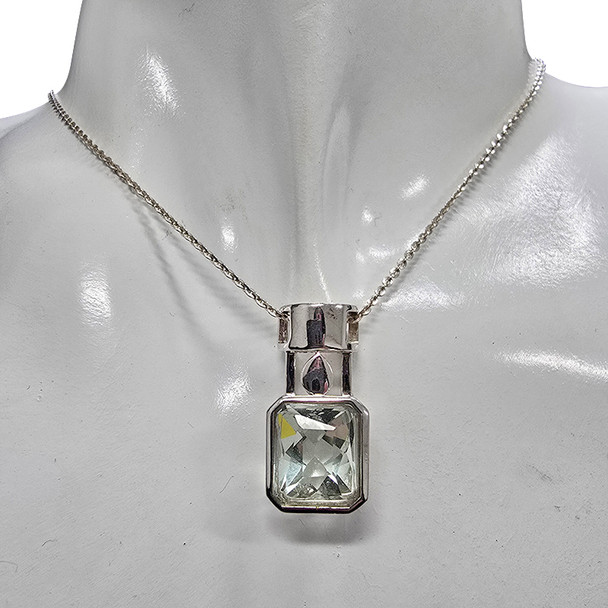Faceted Blue Topaz Sterling Silver Pendant