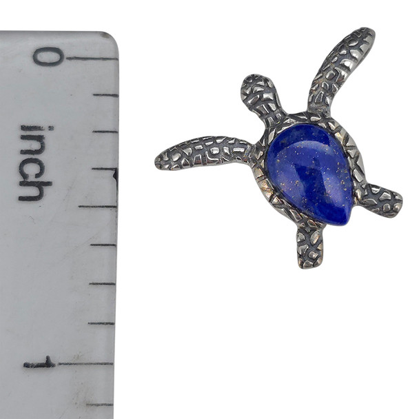 Lapis Sterling Silver Sea Turtle Pendant