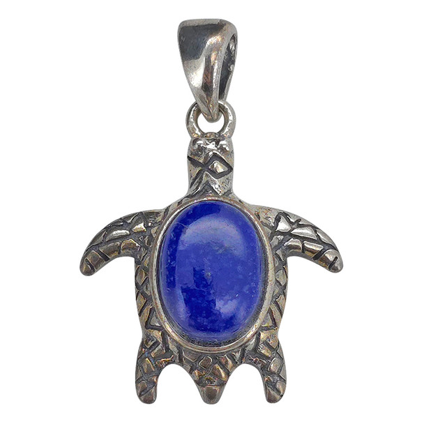 Lapis Sterling Silver Sea Turtle Pendant
