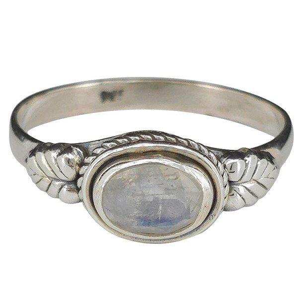 Faceted Moonstone Sterling Silver Ring