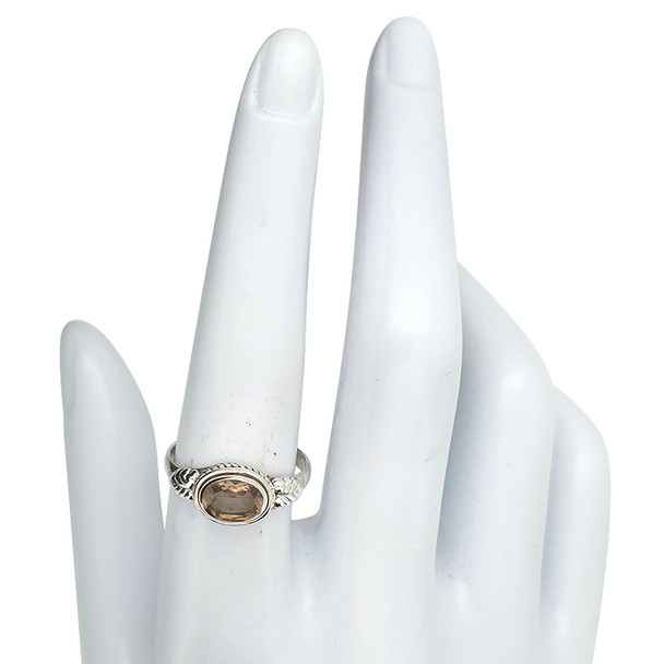 Faceted Smoky Quartz Sterling Silver Ring