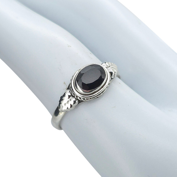 Faceted Black Onyx Sterling Silver Ring