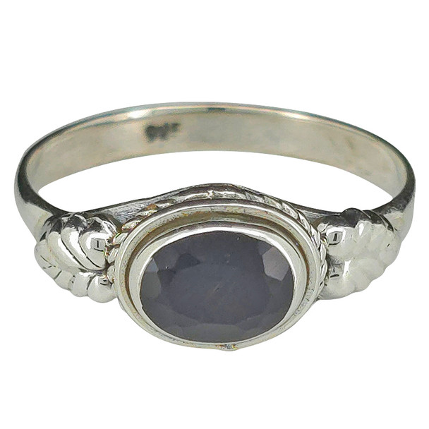 Faceted Black Onyx Sterling Silver Ring