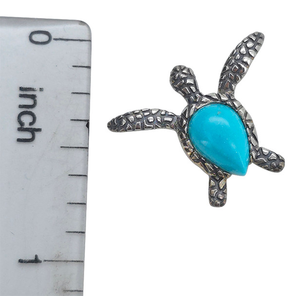 Turquoise Sterling Silver Sea Turtle Pendant