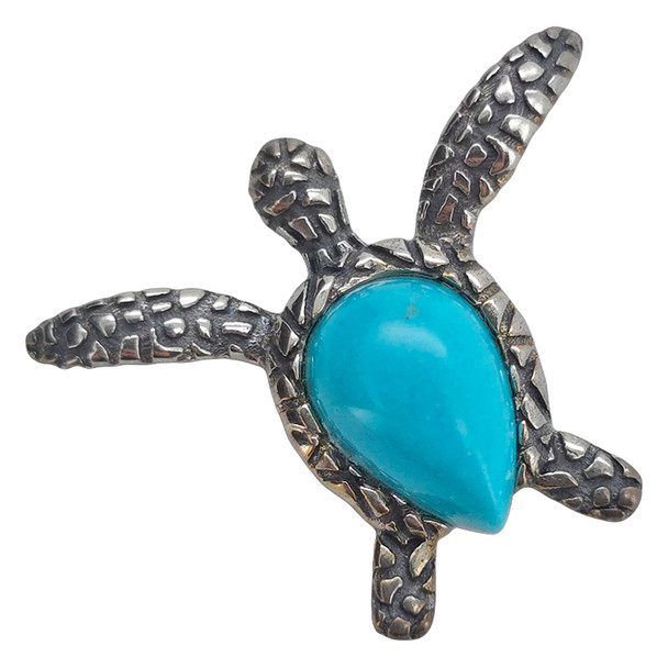 Turquoise Sterling Silver Sea Turtle Pendant