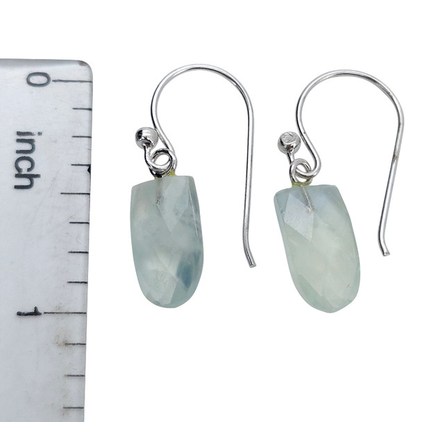 Faceted Prehnite Sterling Silver Hook Earrings