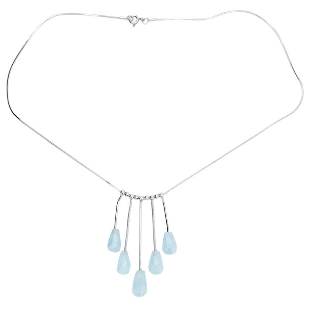 Faceted Aquamarine Sterling Silver Necklace