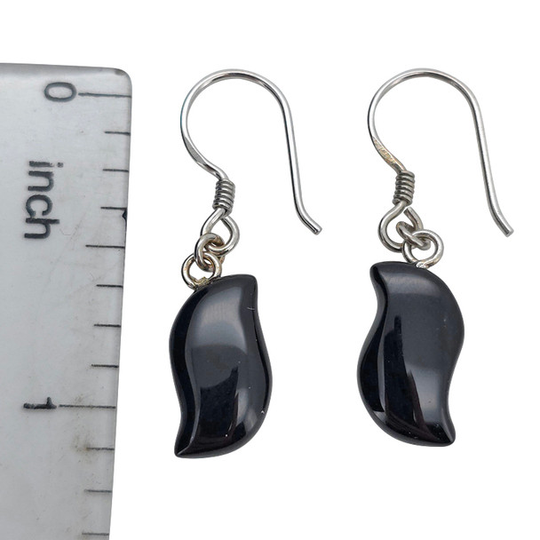 Black Agate Sterling Silver Hook Earrings