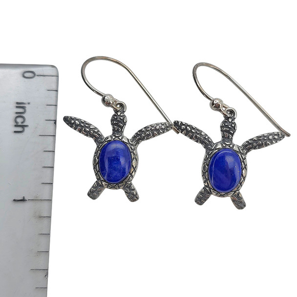 Lapis Sterling Silver Sea Turtle Hook Earrings