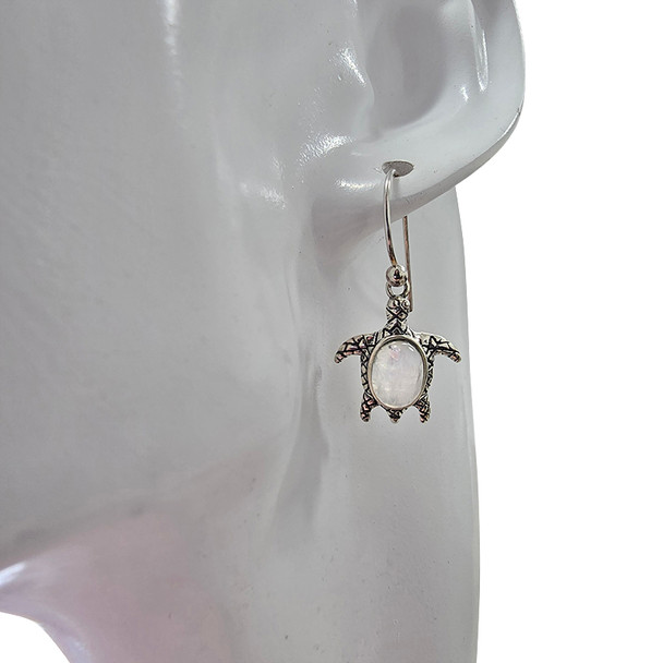 Moonstone Sterling Silver Sea Turtle Hook Earrings