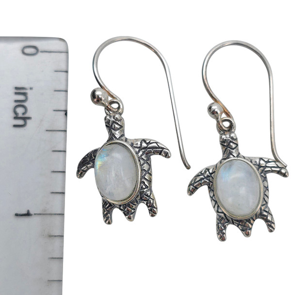 Moonstone Sterling Silver Sea Turtle Hook Earrings