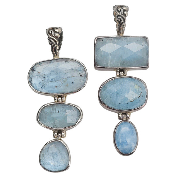 Faceted Aquamarine Sterling Silver Pendant