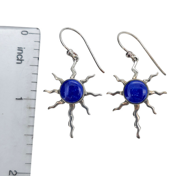 Lapis Sterling Silver Sun Hook Earrings