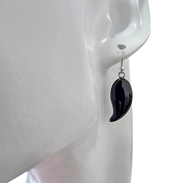 Black Agate Sterling Silver Hook Earrings