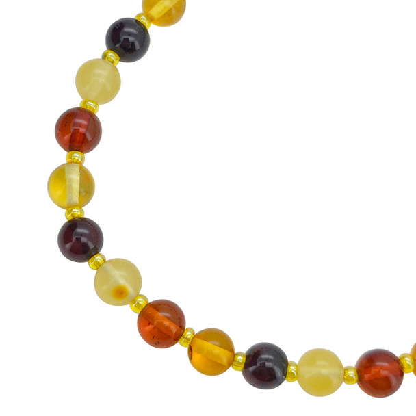 Round Multi-Color Amber Stretch Bracelet