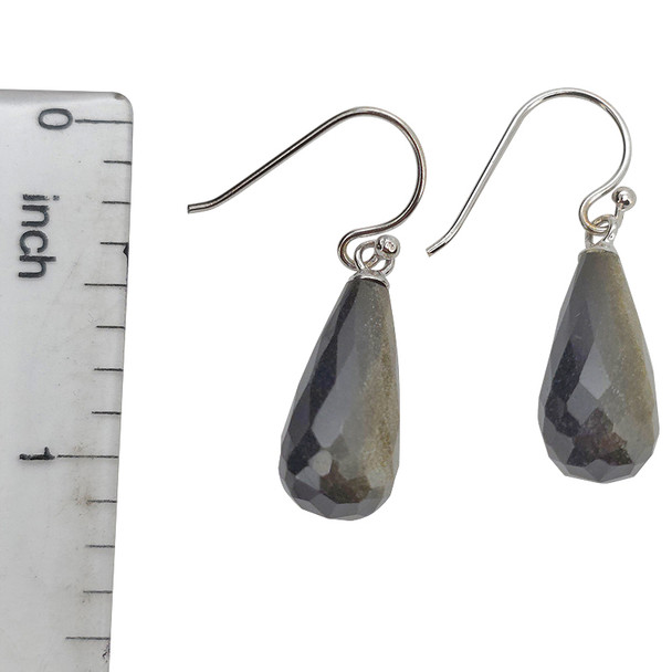 Faceted Obsidian Sterling Silver Hook Earrings