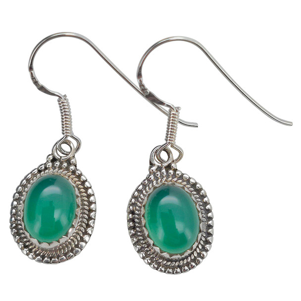 Green Onyx Sterling Silver Hook Earrings