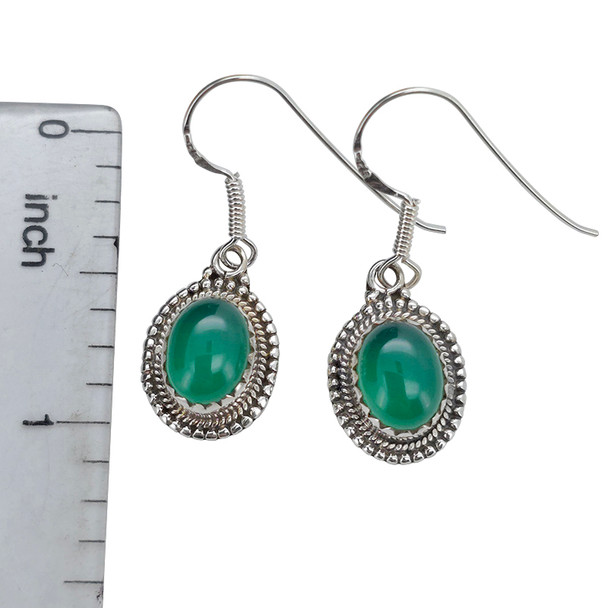 Green Onyx Sterling Silver Hook Earrings