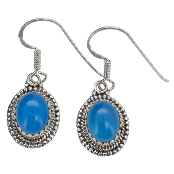 Blue Chalcedony Sterling Silver Hook Earrings
