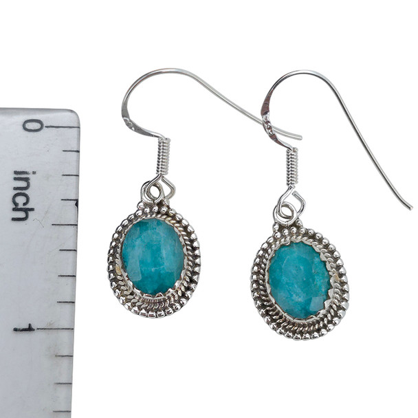 Faceted Composite Emerald Sterling Silver Hook Earrings