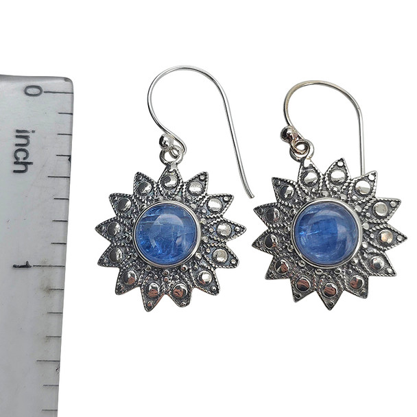 Kyanite Sterling Silver Flower Hook Earrings
