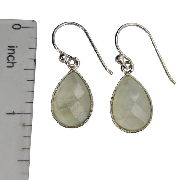 Faceted Prehnite Sterling Silver Hook Earrings