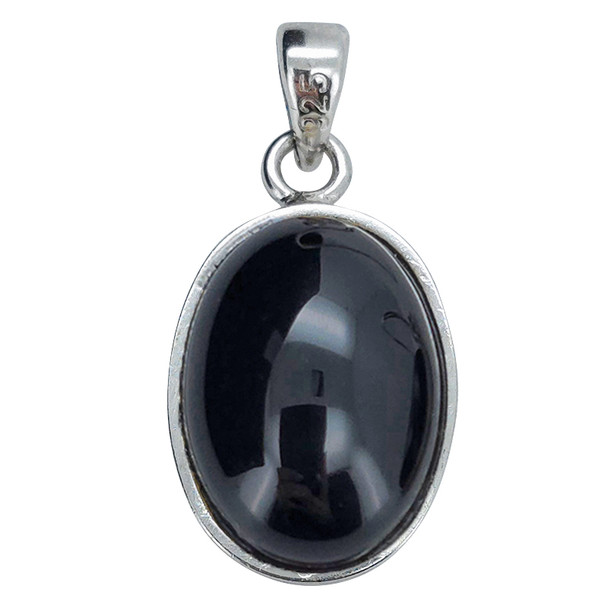Black Agate Sterling Silver Pendant
