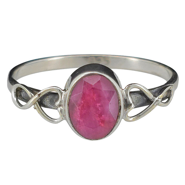 Faceted Composite Ruby Sterling Silver Ring