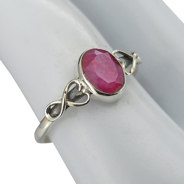 Faceted Composite Ruby Sterling Silver Ring