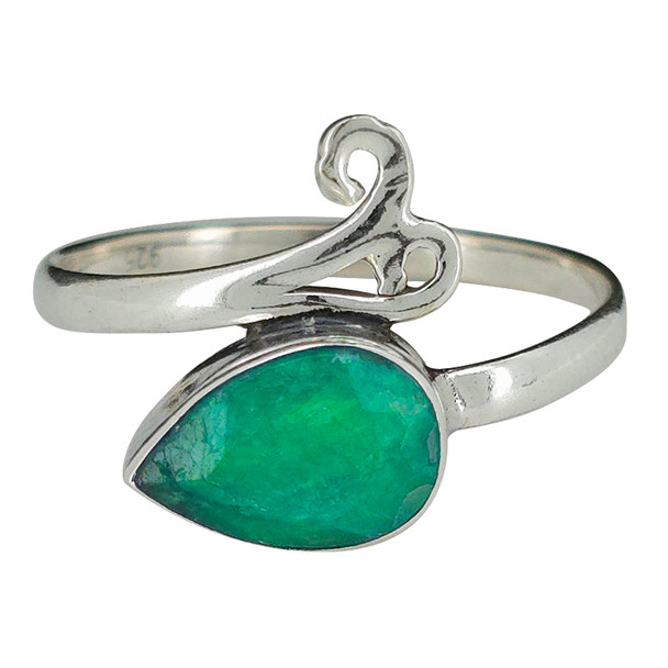 Faceted Composite Emerald Sterling Silver Ring