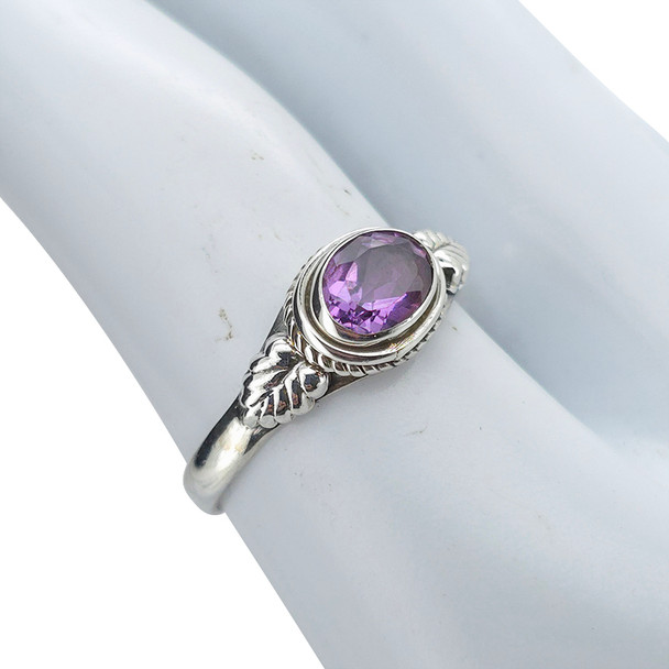 Faceted Amethyst Sterling Silver Ring