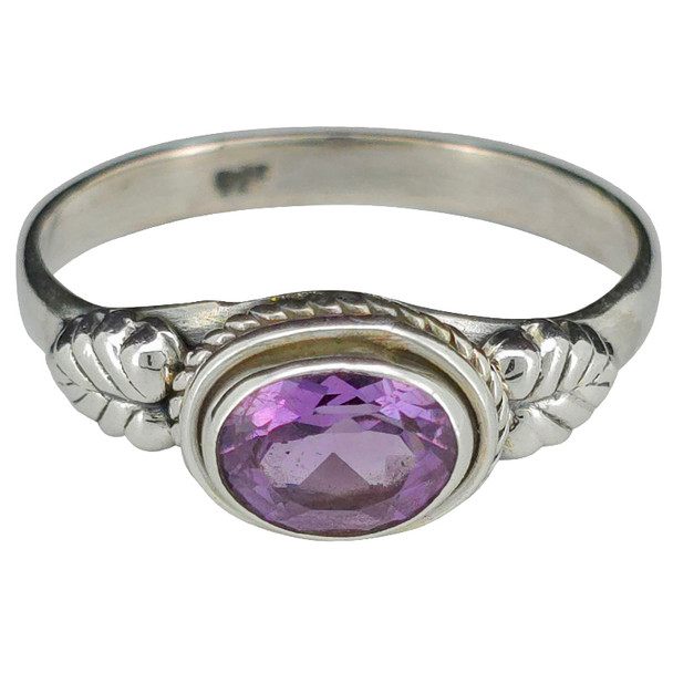 Faceted Amethyst Sterling Silver Ring