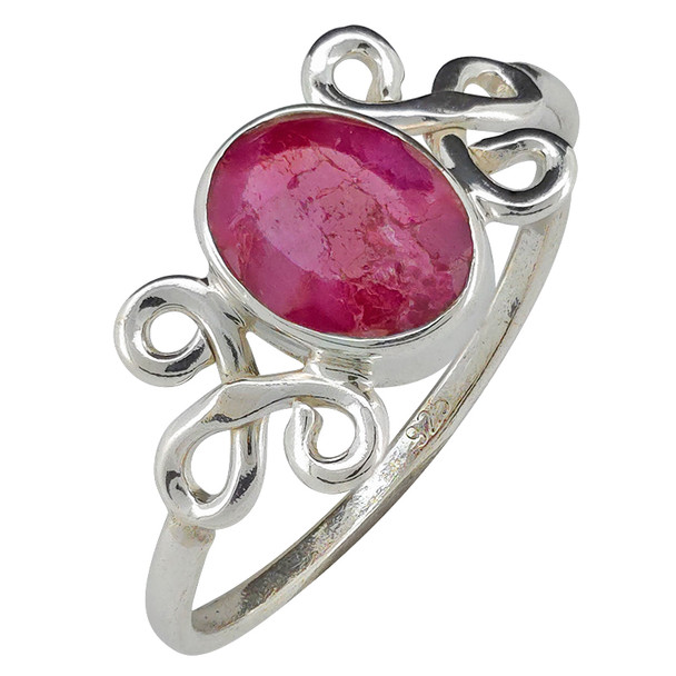 Faceted Composite Ruby Sterling Silver Ring