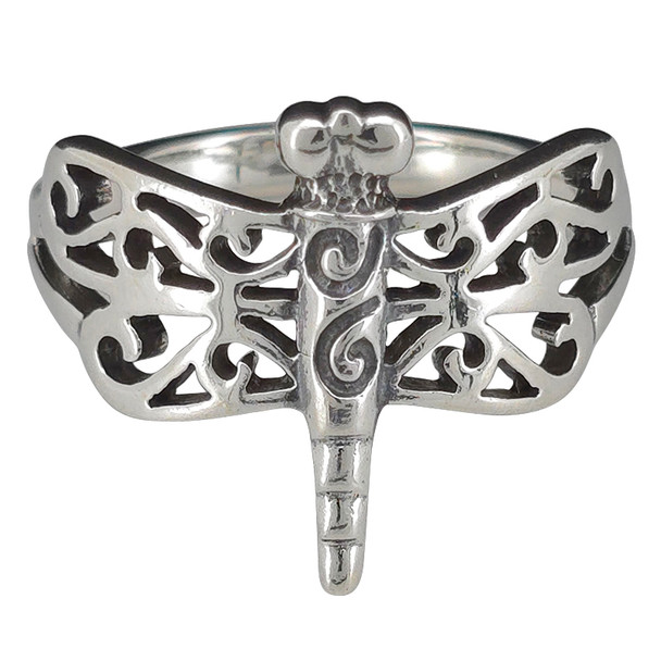 Filigree Dragonfly Sterling Silver Ring