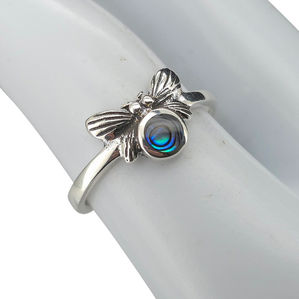 Abalone Shell Sterling Silver Butterfly Ring